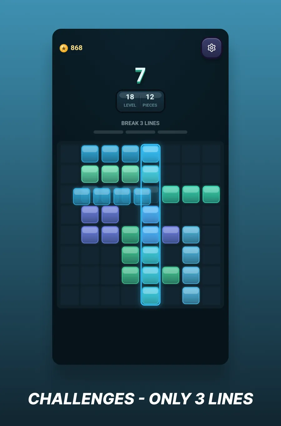 Blocklapse: a later board with the score climbing